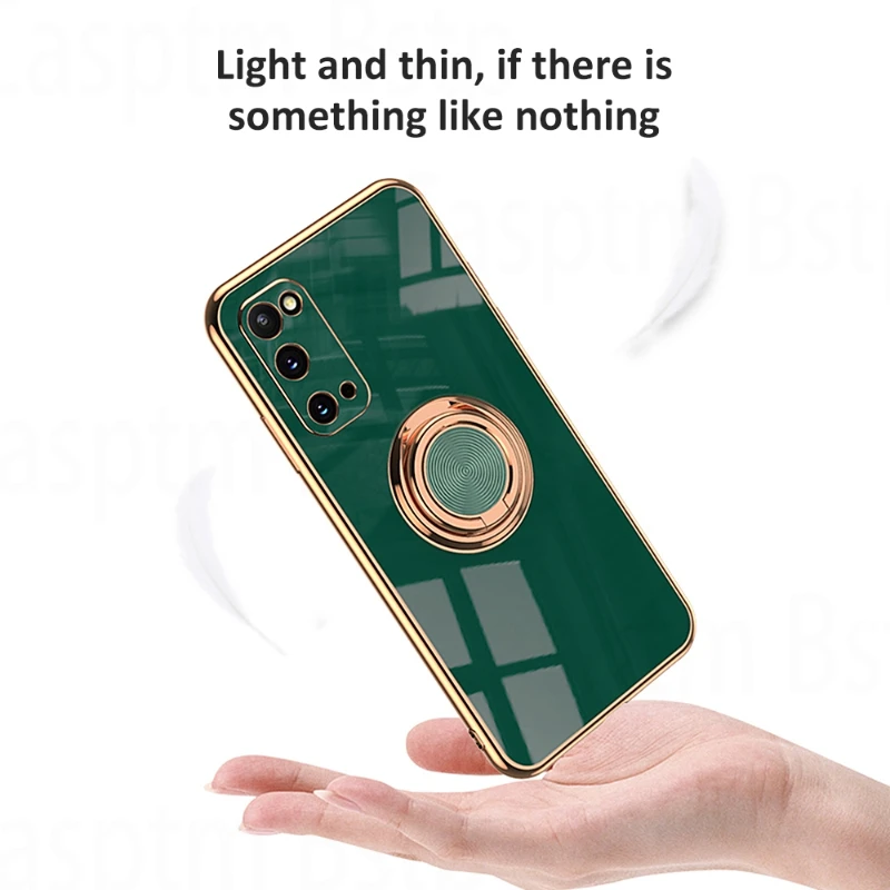

For Samsung Galaxy S21 Ultra S22 S21 Plus S20 FE 6D Electroplated Metal Ring Car Magnetic Mount Phone Case S22 Ultra S20fe Cover