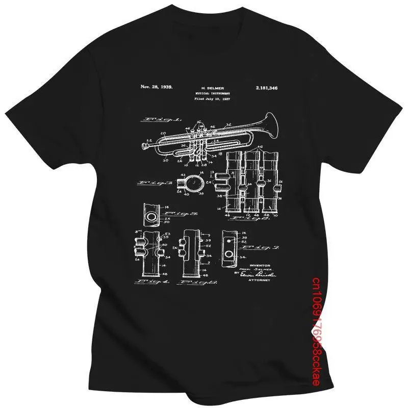 

Trumpet T Shirt Trumpet Patent Hip-hop T Shirt Trumpet Player For Musician Music Teacher Marching Band Jazz Band Music