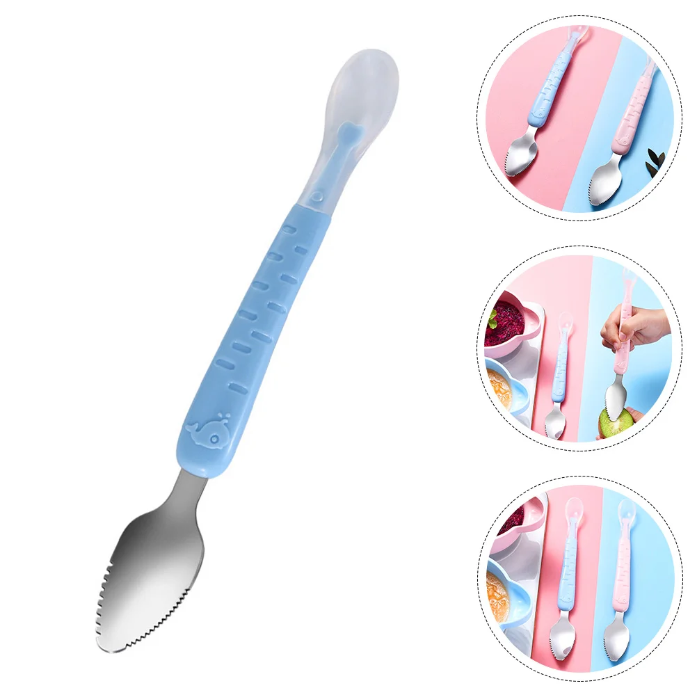 

Double Ended Scraper Baby Spoon Spoons Grapefruit Puree Head Baby Feeding Supplies Complementary Food Silicone Serving