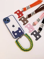 cute cartoon universal mobile phone lanyard card gasket adjustable replacement necklace clip snap cord strap crossbody lanyard