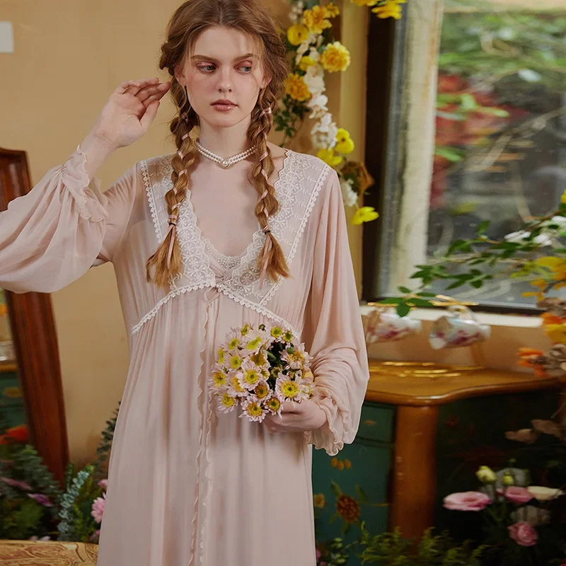 Осенне-зимняя одежда для сна пеньюар ночная рубашка женская сексуальная и халат