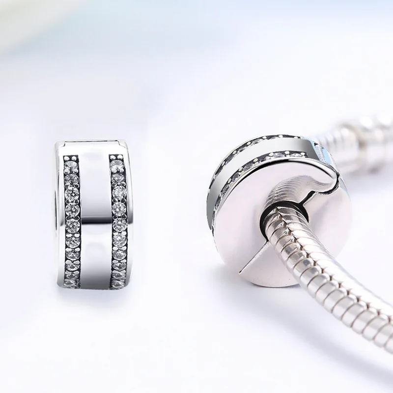 2022 _ зажим Серебряный фианит в форме сердца подвески защитная цепь заглушка