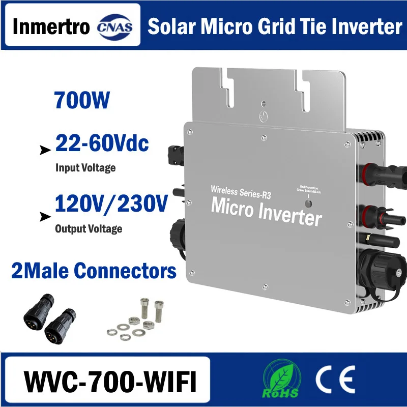 

Inverter 700W Wireless Series R3 Micro Inverter WVC Solar Grid Tie Converter DC22-60V to 120V230V Auto Switch