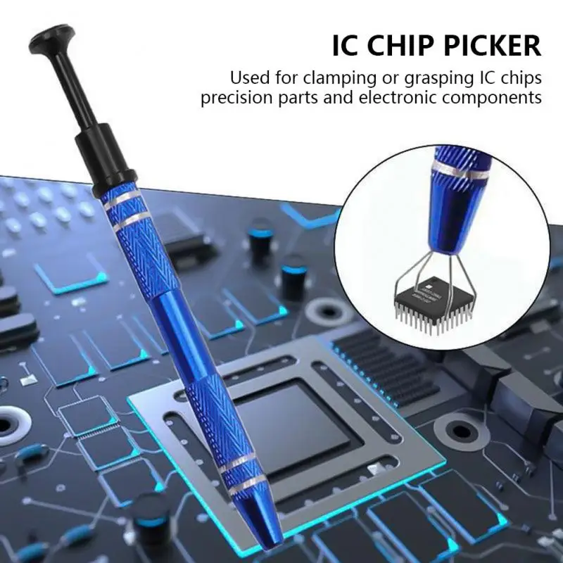 

Электронный компонент IC Extractor, голубой ручка с четырьмя захватами, ручной инструмент для сбора микросхем, инструменты для ремонта