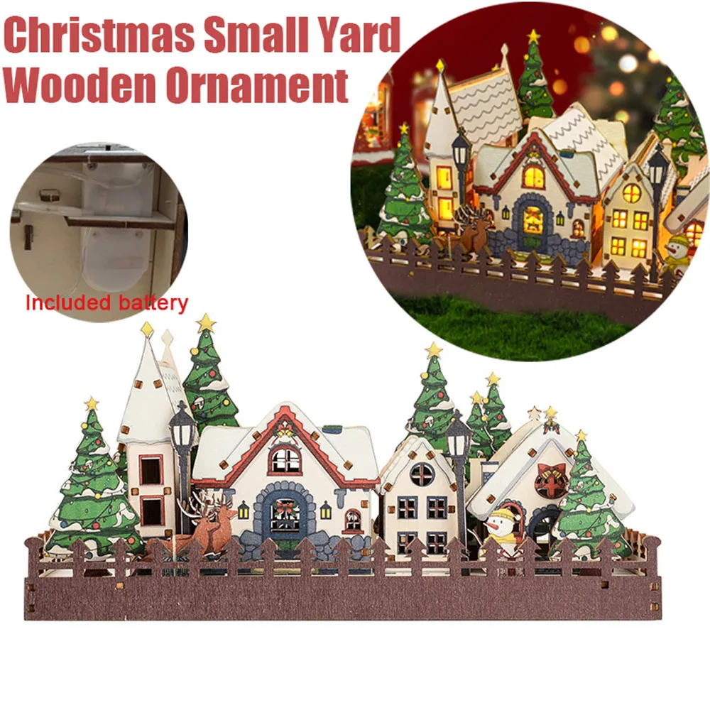 

2023 Christmas Decors DIY Assemble kits LED Wooden House Handmade Craft for Home Table Ornament Xmas Party Prop Gifts New Year