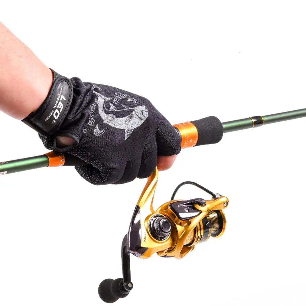 

1 пара нейлоновых рыболовных перчаток, Нескользящие быстросохнущие водонепроницаемые защитные перчатки с 3 отрезными пальцами для спорта н...