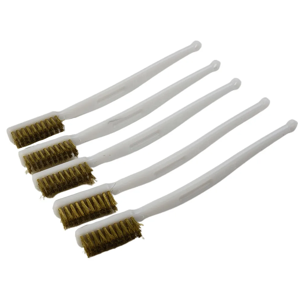 5PCS Brass Wire Brush With Plastic Handle For Industrial Devices  Polishing Cleaning Tools Hand Tools Cleaning Brush Parts