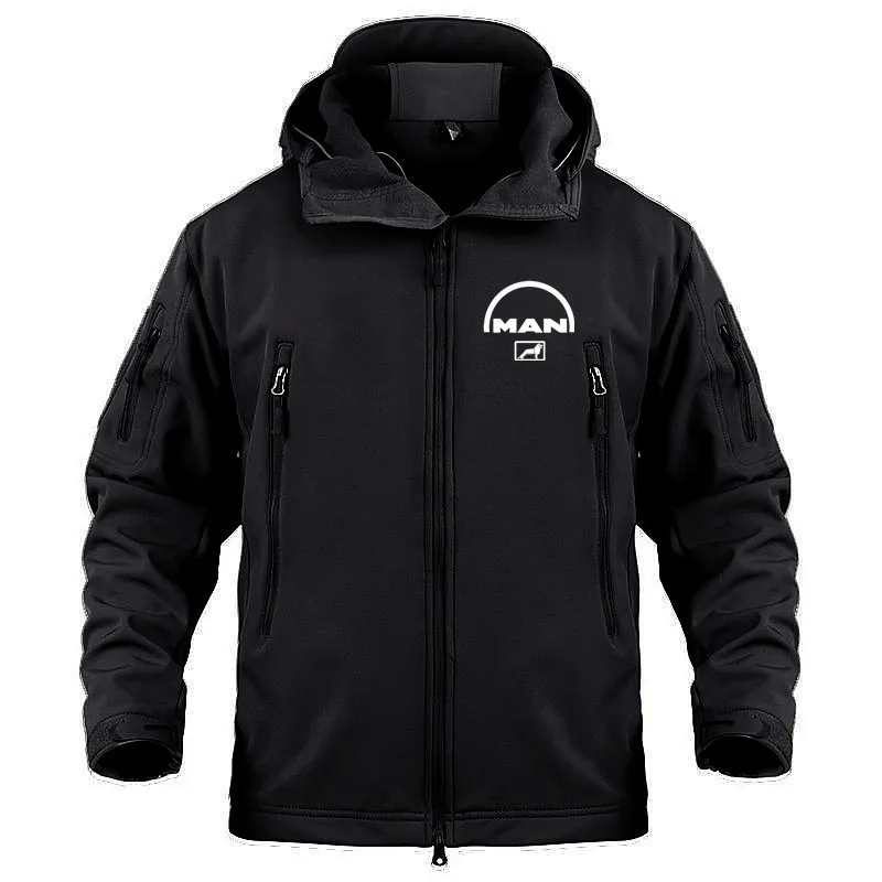 

Мужская Флисовая Куртка, черная Водонепроницаемая уличная куртка с несколькими карманами в стиле милитари, теплая куртка на флисе, 2019