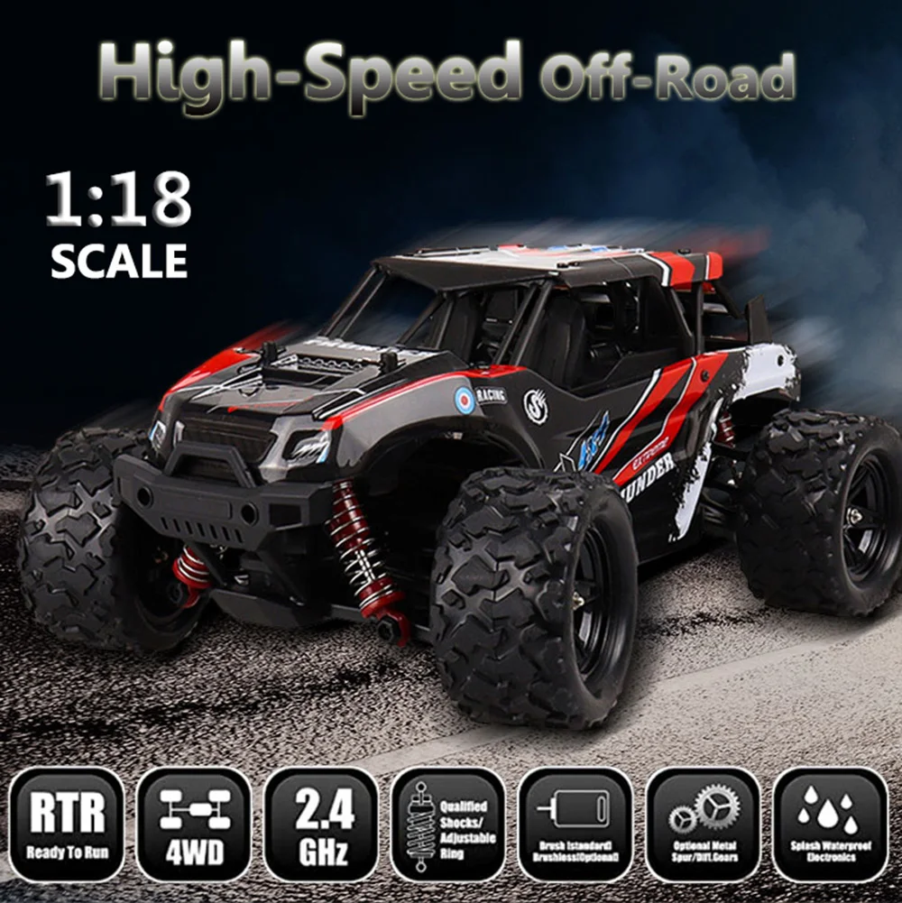

RC Car 1:18 2.4GHz 4WD Remote Control High Speed Racing Car All Terrain Off Road Truck Toys Remote Control Car for Children Gift