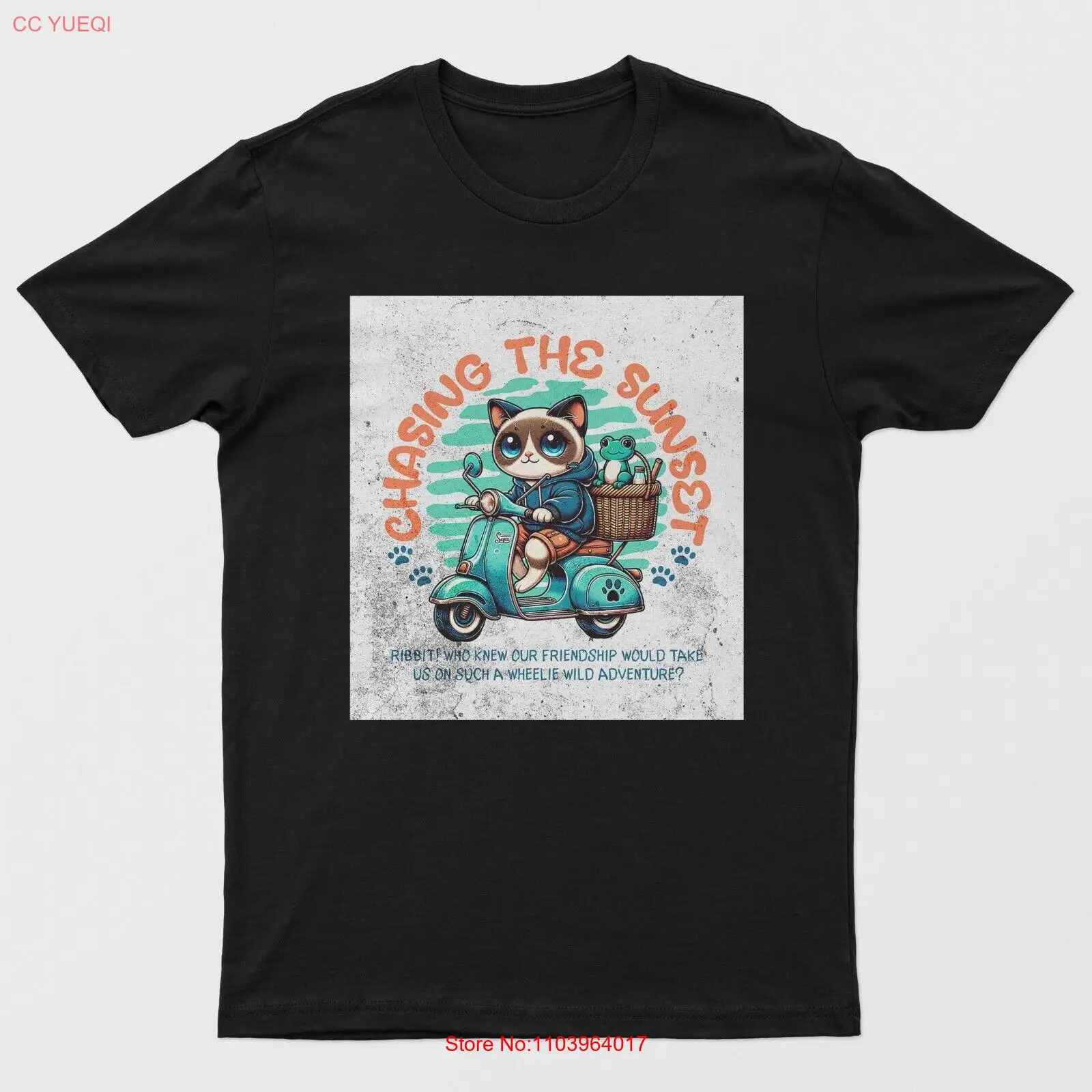 Футболка унисекс с изображением кошки и заката милая стильная