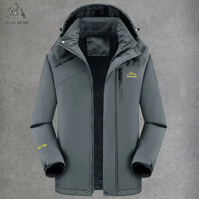 Fleece Jacket Windproof Winter Military Hooded Snow Parkas Coat Men