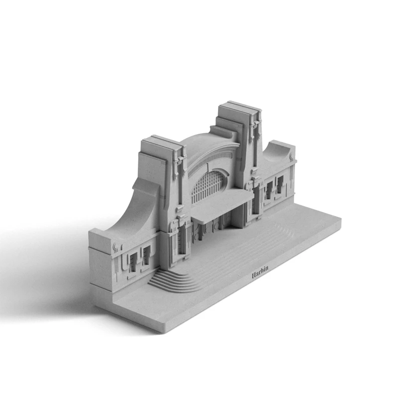 Железнодорожная станция в стиле ретро декоративная модель цементного