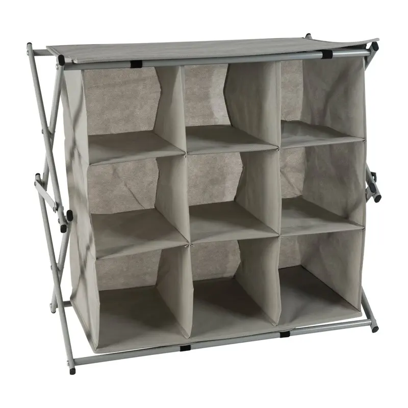 

3-Tier Collapsible 9 Pair in Grey Storage Folding Organizer Shelf Racks