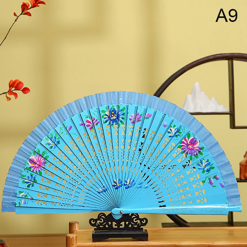 

Складной Деревянный веер для танцевальной печати, ручной складной веер, украшения для дома, рукоделие