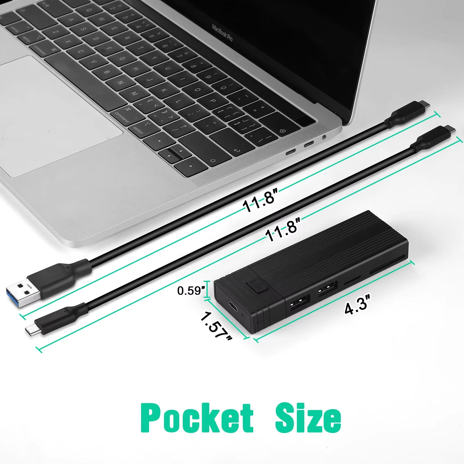 KEBIDUMEI M.2 NVMe NGFF SATA SSD-корпус с USB-C хабом 5-в-1, док-станция Type-C с функцией хранения дисков, кардридер SDTF для ПК (art.: 3920dc69759f5) - 3920dc69759f5