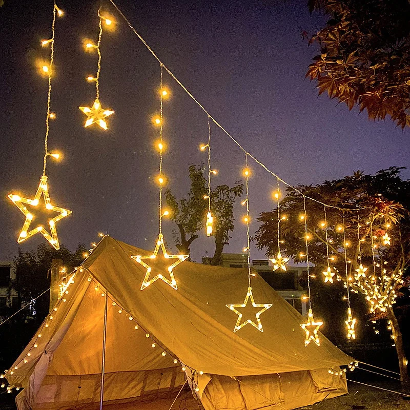 

Christmas Lights Icicle Star Lamp Led Fairy String Lights EU/US Curtain Light Garland Christmas Decoration for Room Home Holiday