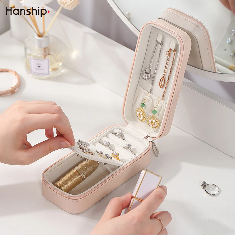 

2022 Портативный кожаный чехол для хранения сережек колец ожерелий косметики женский подарок для девочек