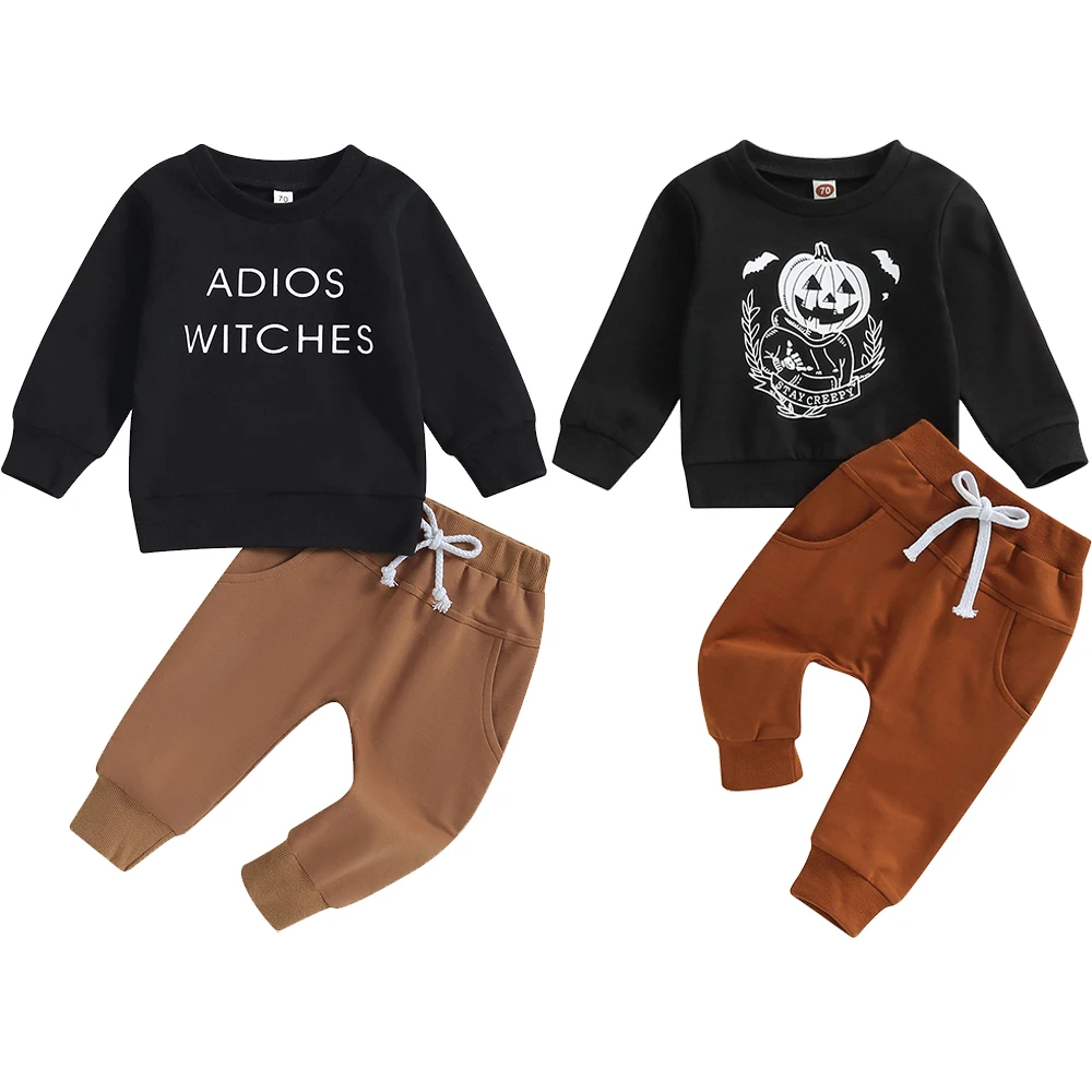 

Детские осенние брюки с рисунком тыквы и длинным рукавом