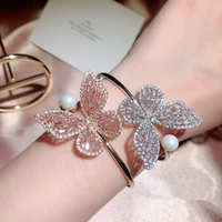 2022 new european and american luxury rose gold silver butterfly bracelet ladies open party high end gift jewelry wholesale