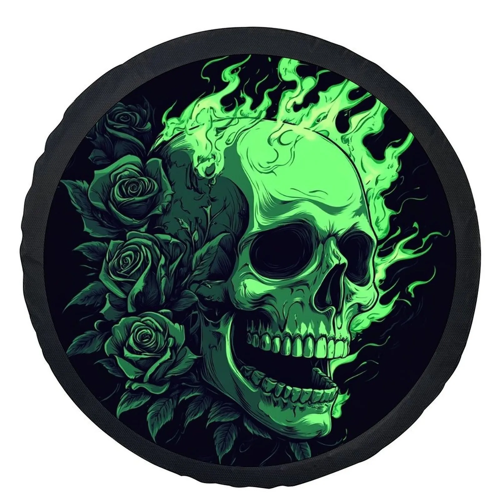 Фото Чехол для колес Flaming Skull Roses, универсальный водонепроницаемый защитный чехол для колес, прочный полиэстеровый чехол №1