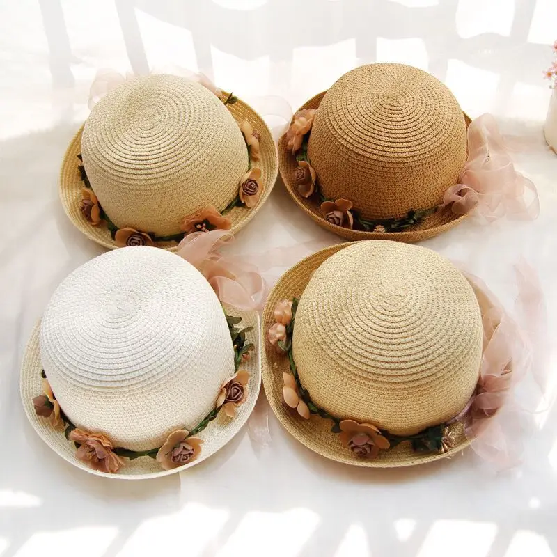 

Соломенная шляпа с плоским верхом и бантом, для детей и взрослых, летняя, 2021