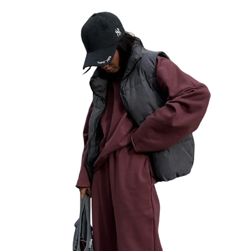 Warm Fashion Standing Collar Vest Female Casual Street Personality Zipper Casual Jacket Autumn Female Loose Cardigan Tide