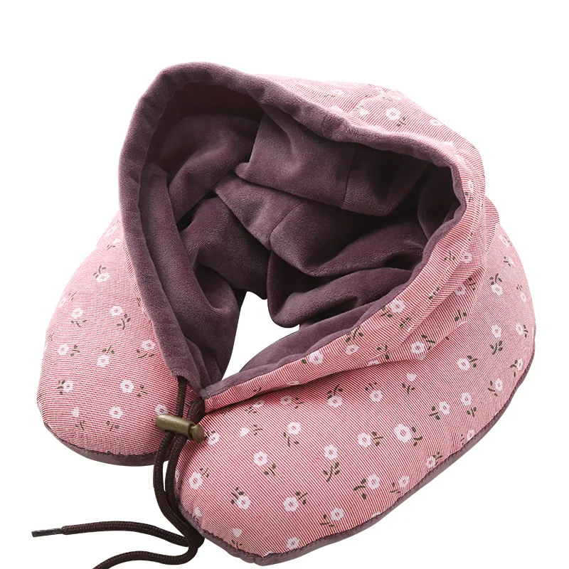 

2022 Creative Hooded U-shaped Pillow Hooded Car Travel Pillow U-shaped Pillow Nap Pillow Student Sleep Cervical Spine Pillow
