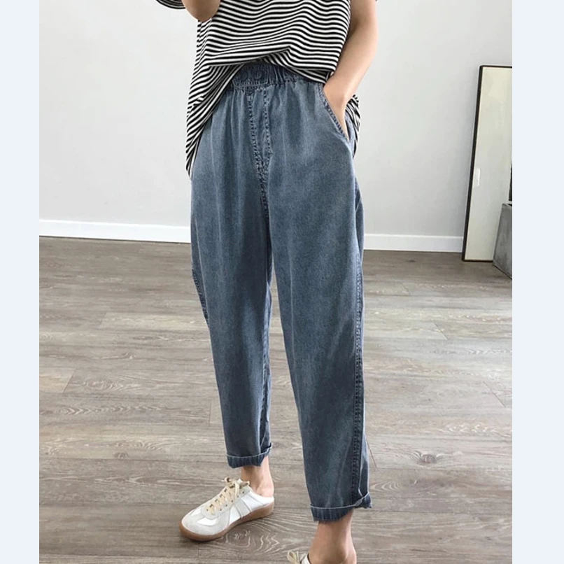 

Vintage 2022 Summer Casual Loose Denim Harem Pants Trousers Fashion Women Jeans Pants High Waist Female Streetwear W506d