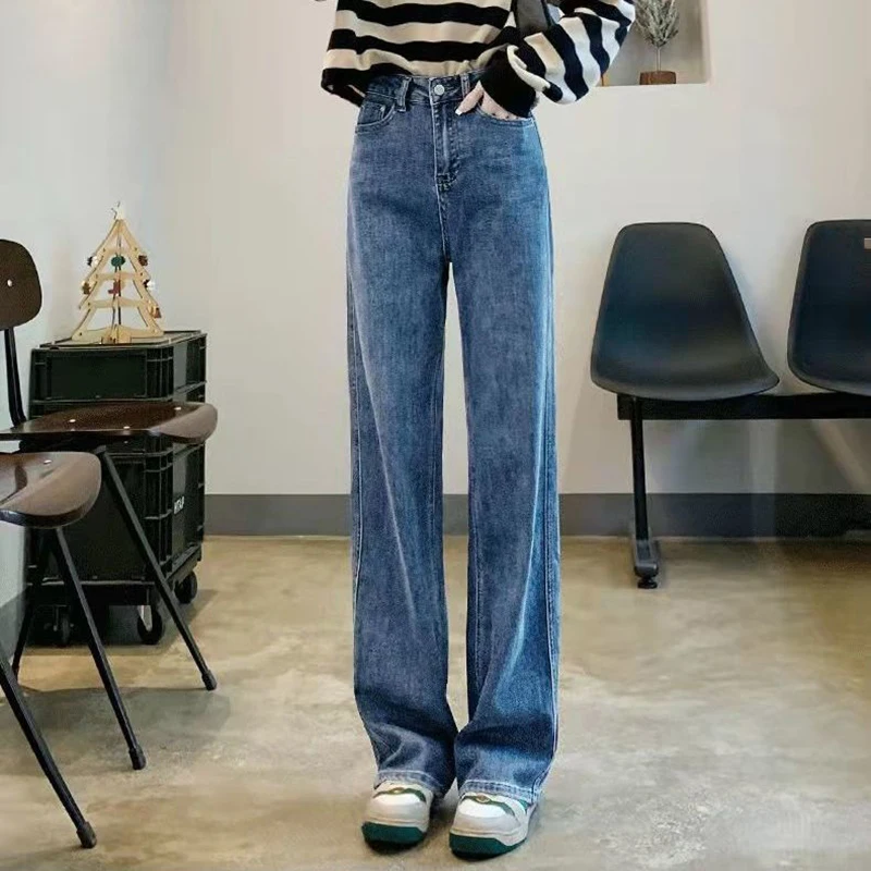 

Jeans Y2k Trousers Pants Light Colored Drapey Straight-leg Trousers Straight Loose Pants Girls High Waist Jeans Women Loose