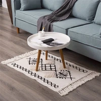 boho geometric woven rug tassel vintage home decor non slip bedroom bedside foot mat tea table cotton carpet square sofa blanket