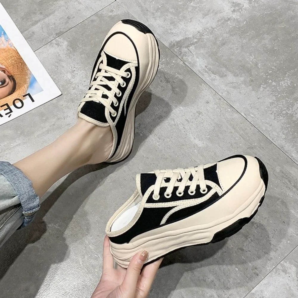 

Platform Sneakers for Women 2023 Spring Summer Autumn New Designer Fashion Casual Women's Half Slippers Zapatos De Mujer Shoes