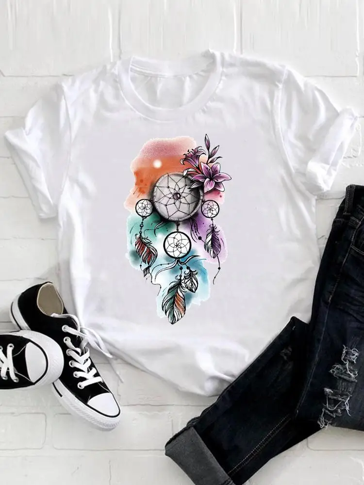 

Tee Clothes Flower Watercolor 90s Women Clothing Print Tshirt Female Top Short Sleeve Fashion Casual Summer Graphic T-shirt