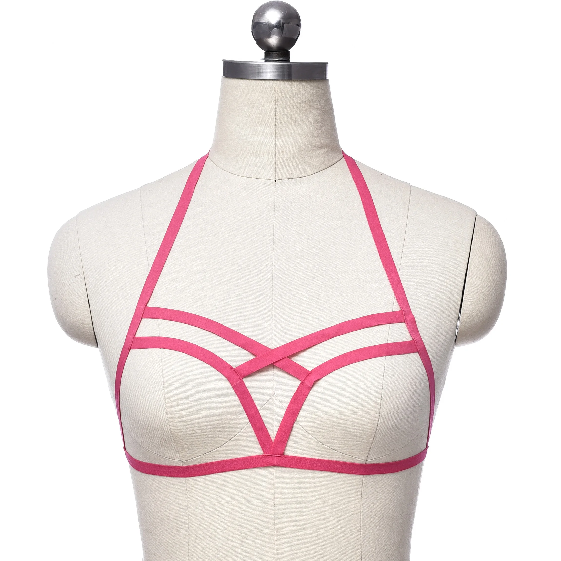 

Sexy Women Cage Harness Bra Clubwear Elastic Cupless Top Lingerie