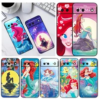 disney the little mermaid for google pixel 7 6 pro 6a 5a 5 4 4a xl 5g shell soft silicone fundas coque capa black phone case