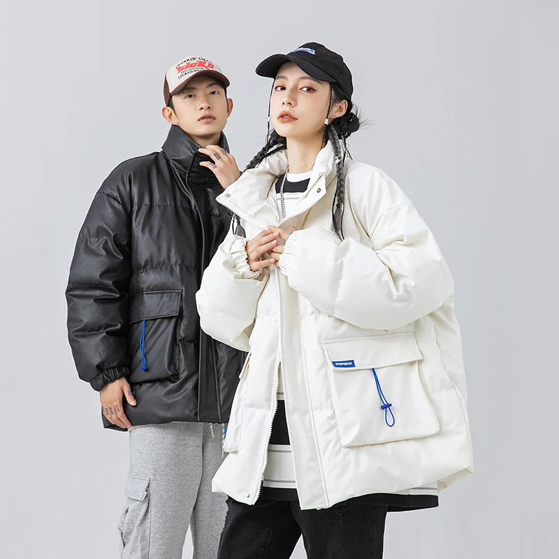 Winter Thick Leather Jacket Men Warm Fashion Casual Motorcycle Jackets Mens Streetwear Hip Hop Loose Short Coat Men Parker