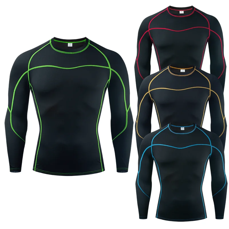 

Мужская футболка с длинным рукавом, быстросохнущая футболка для фитнеса, велоспорта, бега, тренировок, нижнее белье, одежда для спортзала