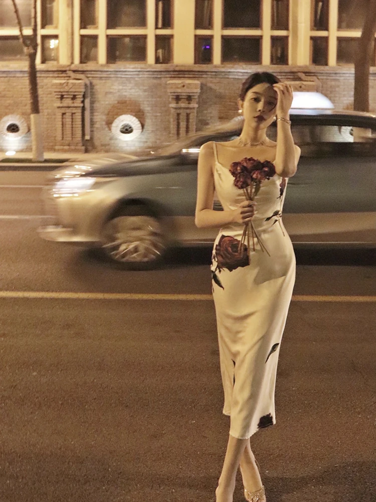 

Новое летнее женское пляжное платье на тонких бретелях, сексуальное облегающее Розовое женское платье-миди, элегантные вечерние платья