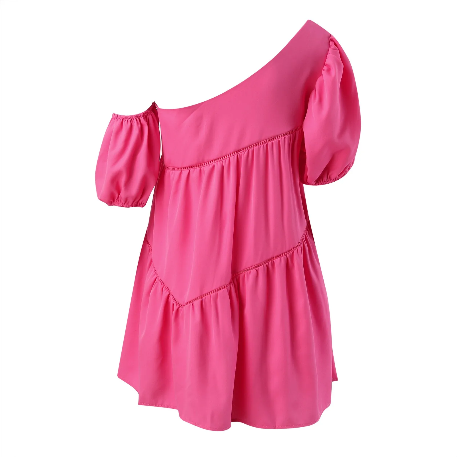 Женский Осенний свободный сарафан на одно плечо асимметричное платье с пышными