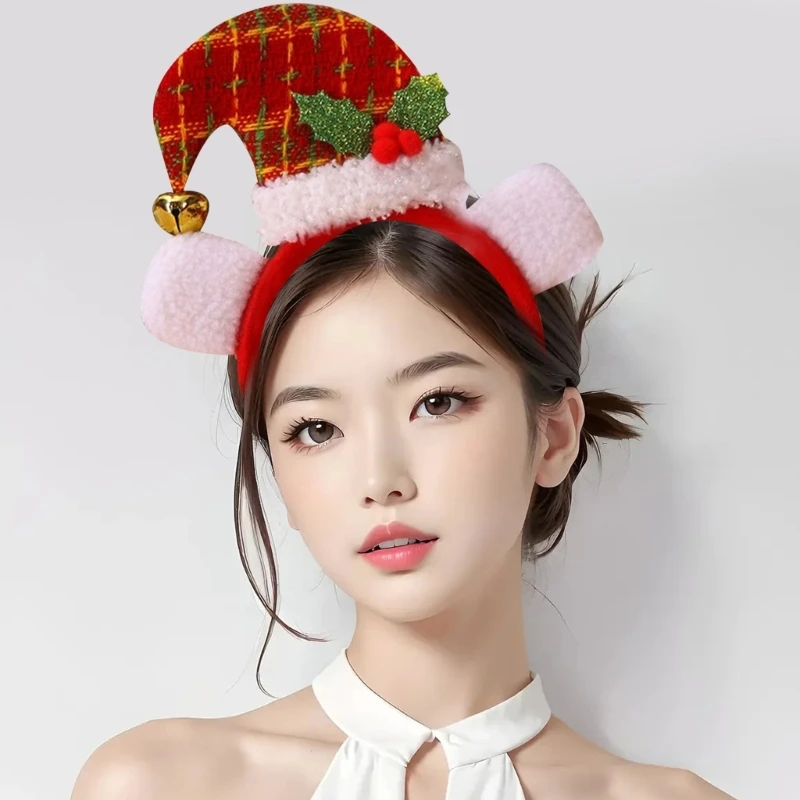 

Christmas Decorative Headband Festival Party Santa Hat Headdress with Bells Festival Headhoop Holiday Party Accessory