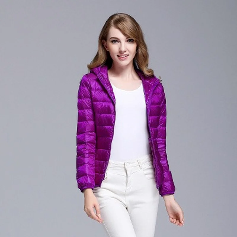 Autumn Winter Slim Short Down Jackets Women Solid Colors Hooded Coats Light Warm Thick Outwear Fashion Casual Commuter Overcoats