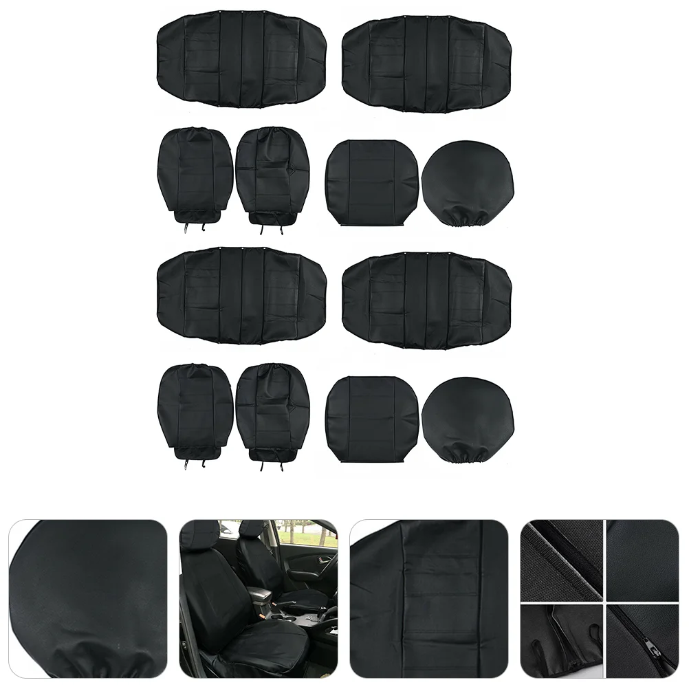

11pcs 5- seater Car Sets Cover PU Universary Car Covers Protector Mat Cover for Car Supplies Black