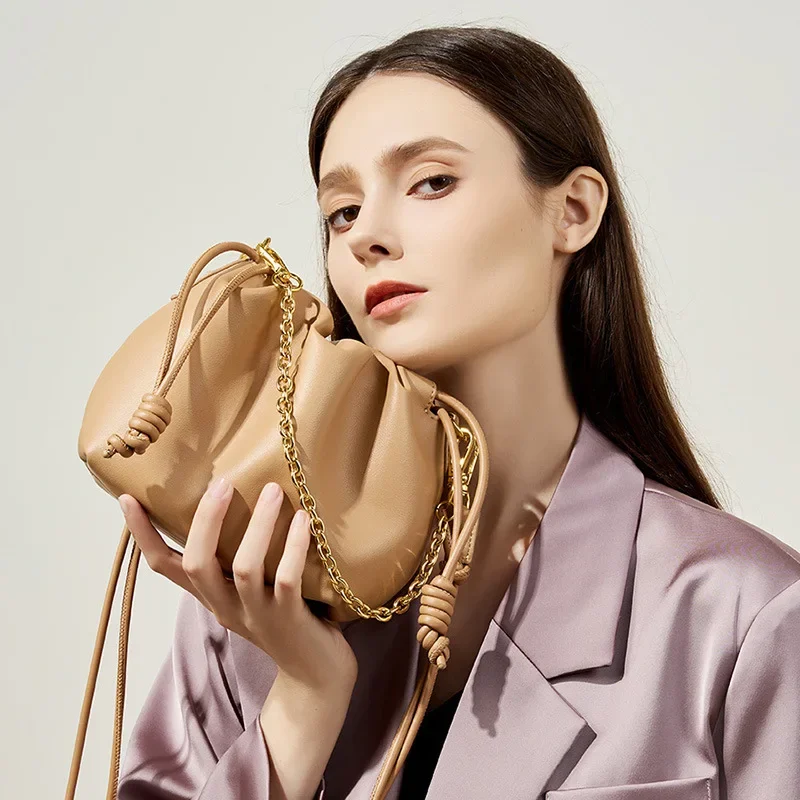 Осень 2024 новинка корейский стиль ведро на шнурке натуральная кожа сумка плечо с