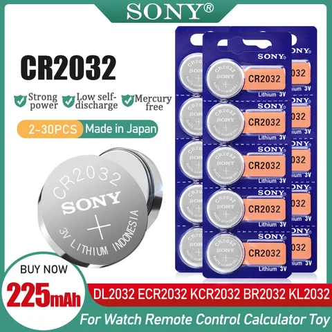 Оригинальные литиевые батареи SONY CR2032 CR 2032 3V DL2032 ECR2032 BR2032 для часов автомобиля пульт дистанционного управления