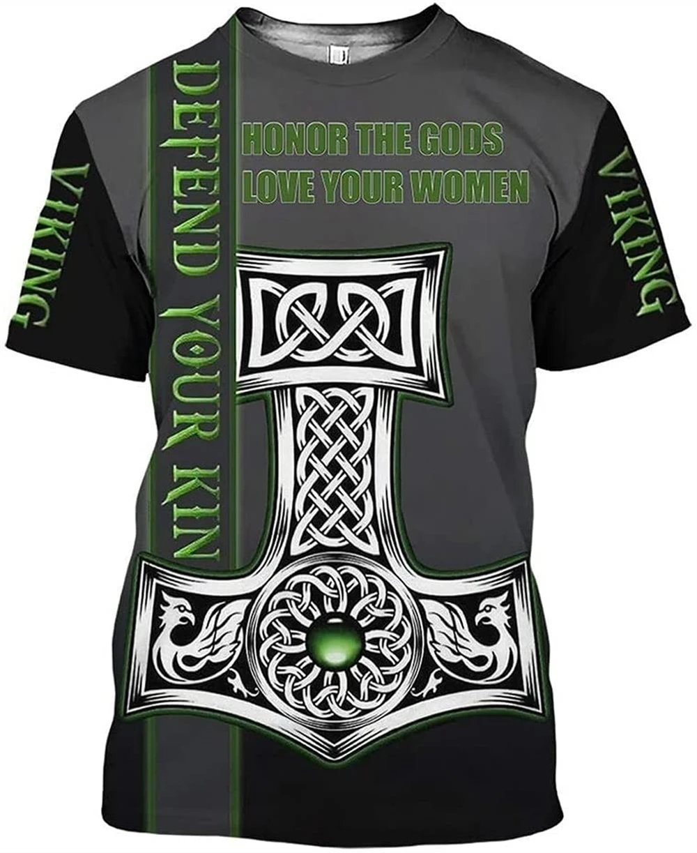 

Vintage Viking T-shirts For Men 3d Viking Mythology Print Men's T Shirt Oversized Short Sleeve Fashion Top Tee Shirt Men Clothes