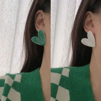 korean retro love earrings womens fashion dark green earrings girls 2022 new jewelry gifts