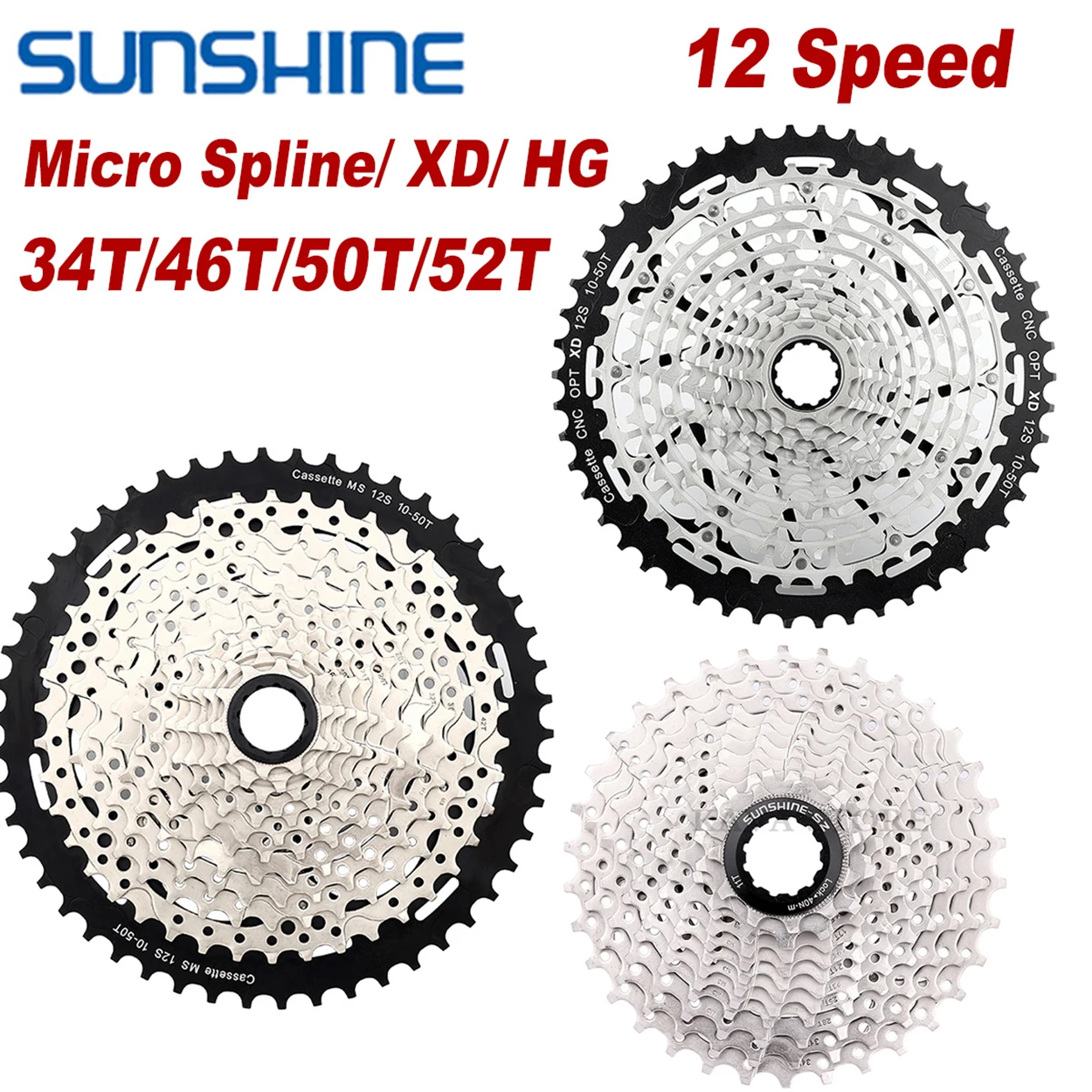Велосипедная Звездочка Sunshine K7 кассета MS HG XD 12 В 32 т 34 Т 46 50 52 для Shimano M8100 M7100 M6100
