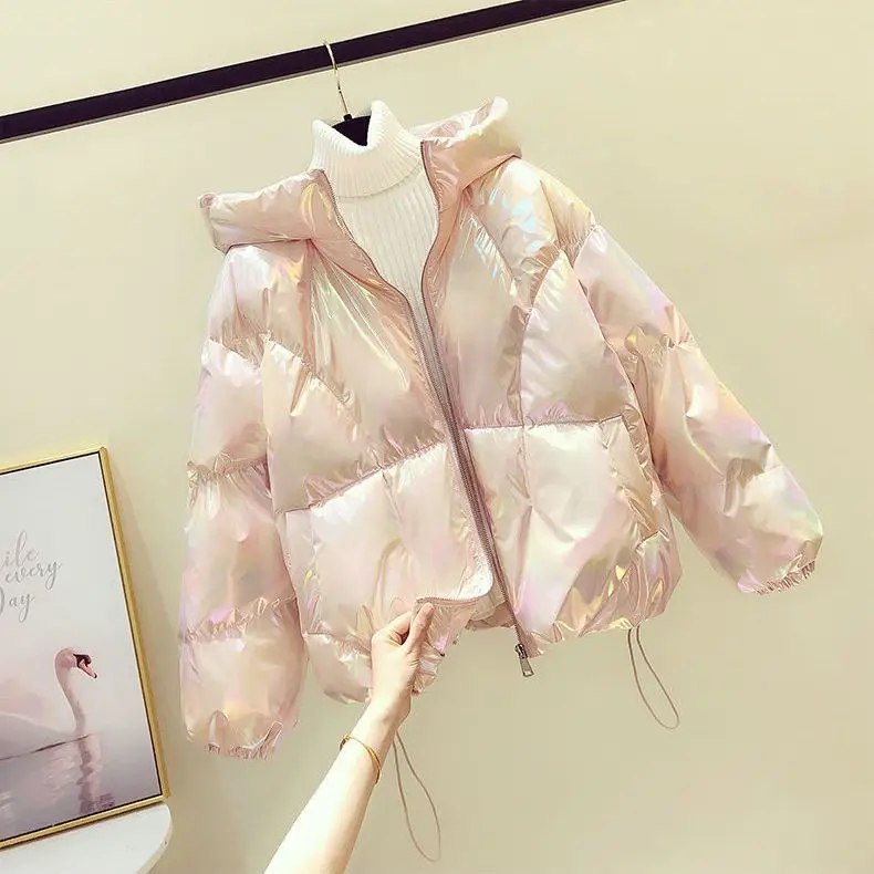 

Новая моющаяся Глянцевая универсальная короткая пуховая куртка из хлопка зимняя куртка модная стеганая куртка ins одежда