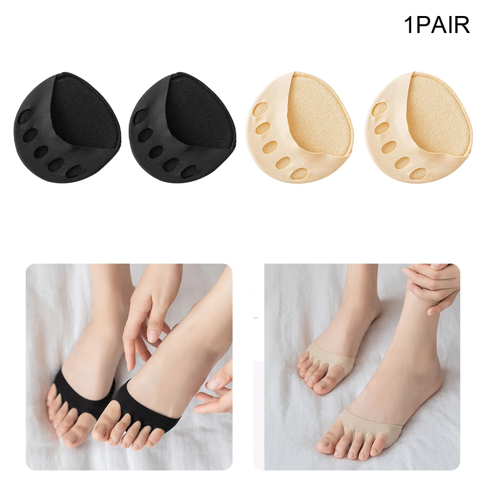 

1pair Sleeve High Heels Metatarsal Forefoot Pad Elastic Inserts Soft Five Toes Half Insoles Foot Cushion Protective Pain Relief