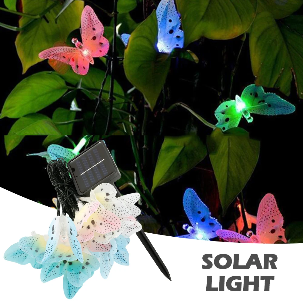 

Solar String Lights Outdoor 12LED Multi-Colour Butterfly Fairy Lights Waterproof 2 Modes Garden lamp Patio Party Holiday Decor