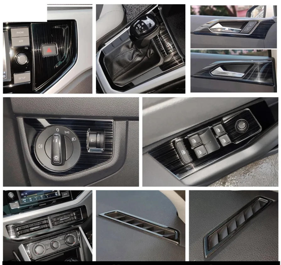 

For VW Volkswagen Polo 2019 - 2022 Accessories Air AC Shift Gear Window Lift Cup Holder Cover Trim